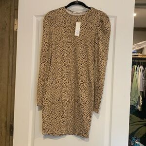 NWT Francesca’s Long Sleeved Cheetah Spotted Dress